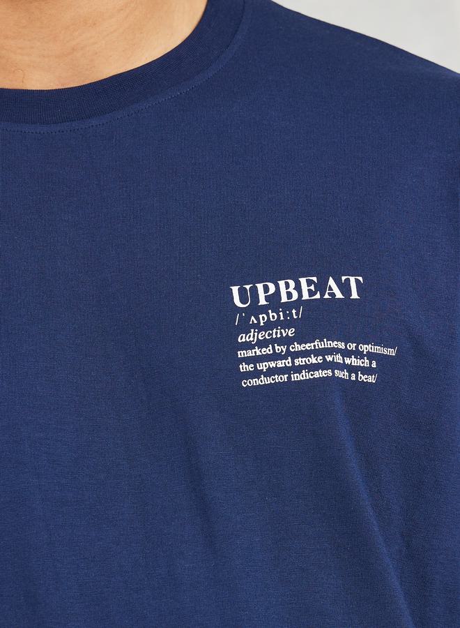 ستايلي تيشيرت قطن بطباعة شعار مرح مقاس كبير - Image 3